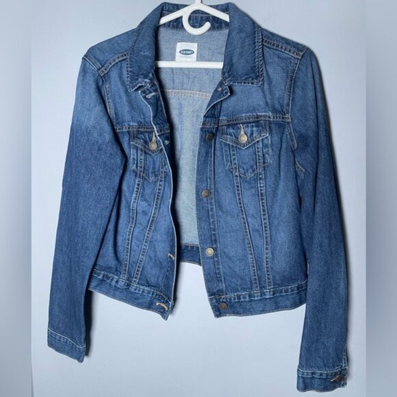 Old Navy Large Jean Jackets Summer Fall Denim Coat Stretch ON Blue Cotton Casual - Picture 6 of 14